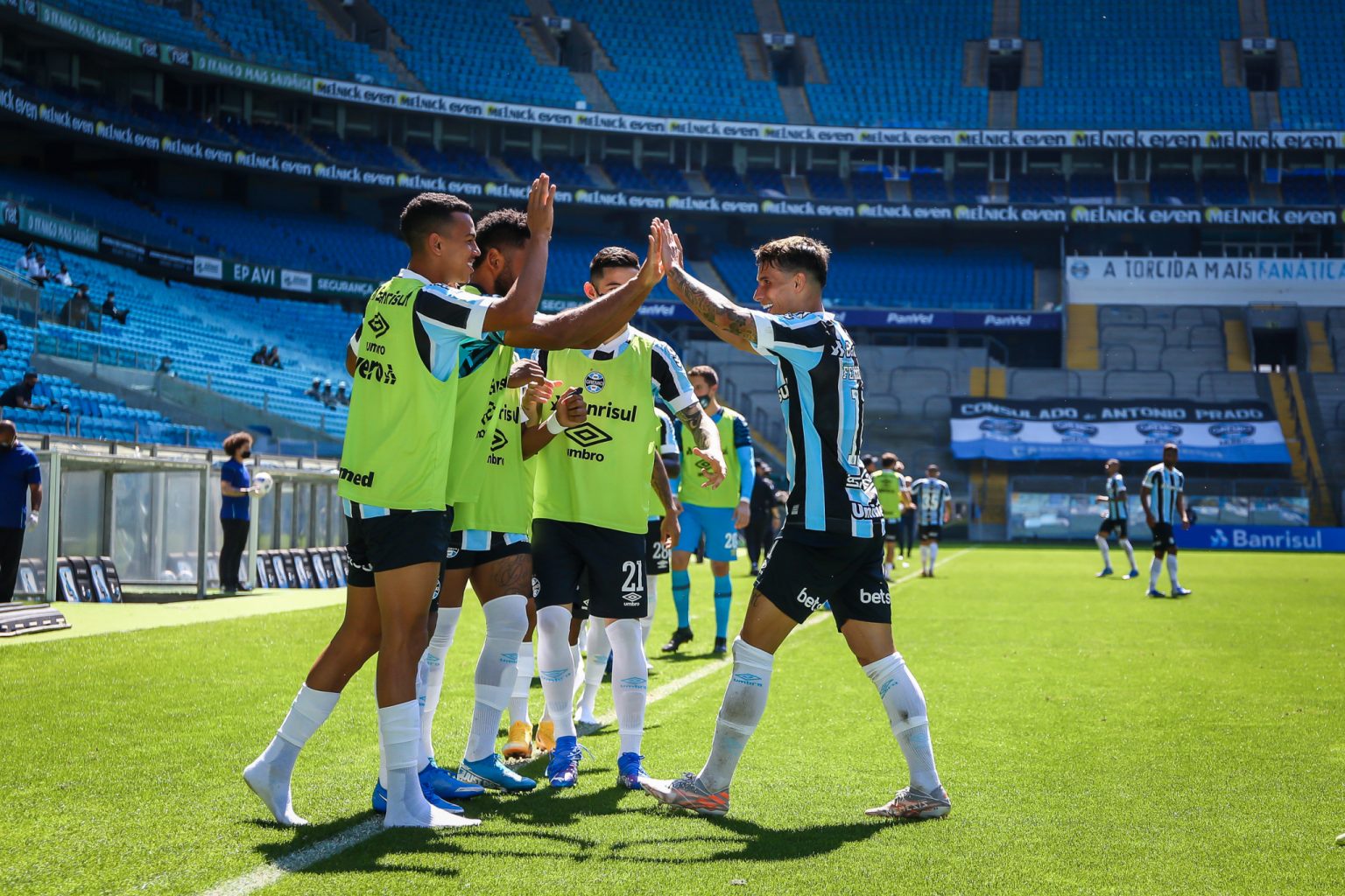 Com a vitória, a equipe comandada pelo técnico Luis Felipe Scolari atingiu 19 pontos na competição. Foto: Lucas Uebel/Grêmio FBPA